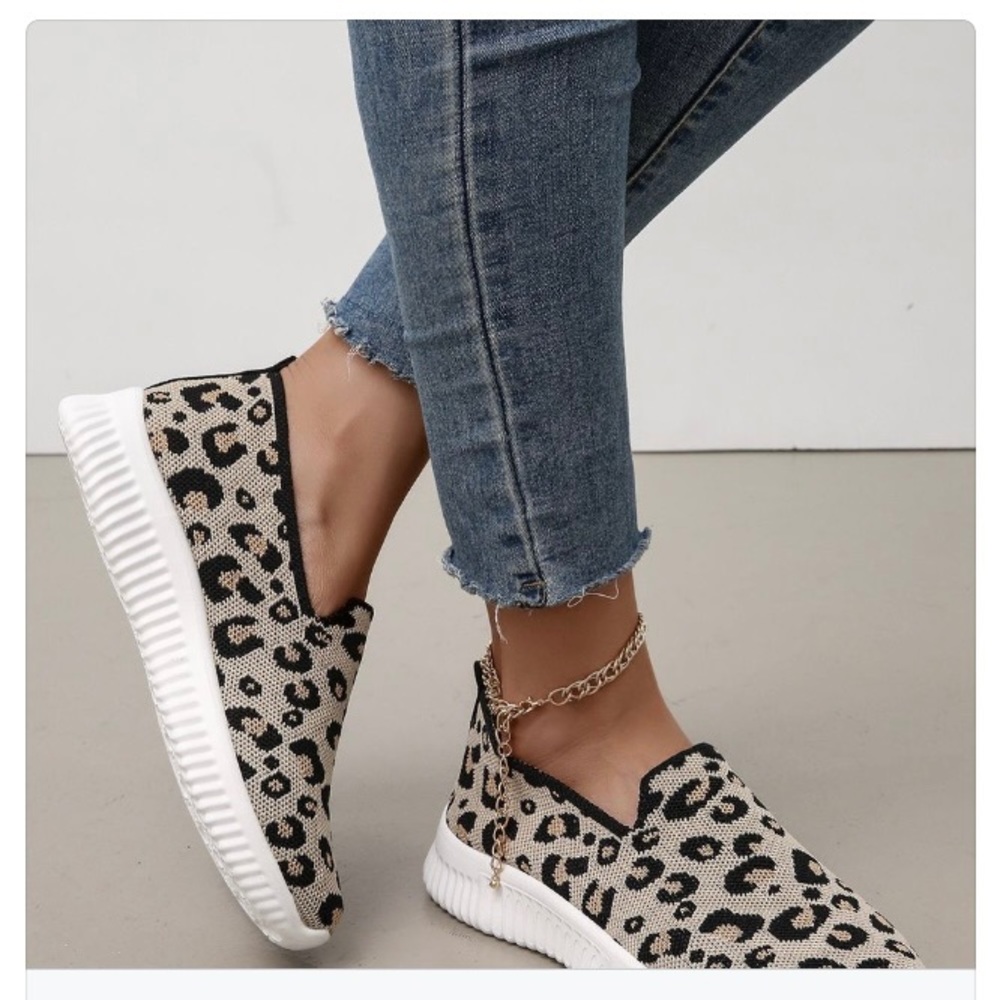 Leopard slip on sneakers 9.5